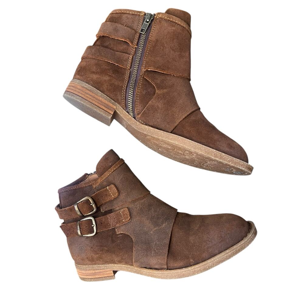 Born MORAGA Distressed Suede Booties Buckle Ankle Boot | Sz 9 Brown NEW - Picture 5 of 16